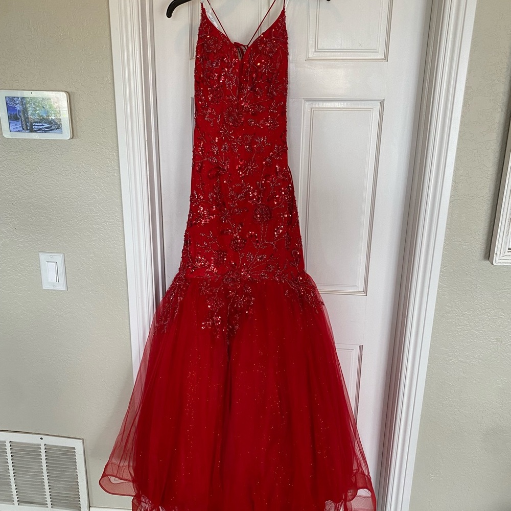 Elegant Red Sequin Gown